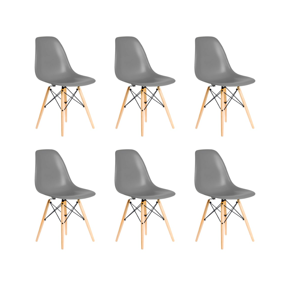 Pack 6 Silla Eames Gris