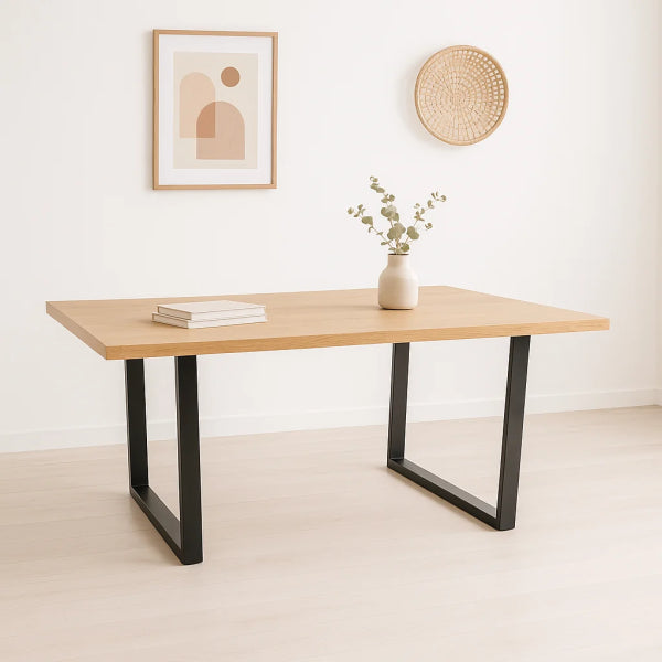 Comedor Mesa MDF Estilo Industrial 140x90 + 4 Sillas Tolix Madera