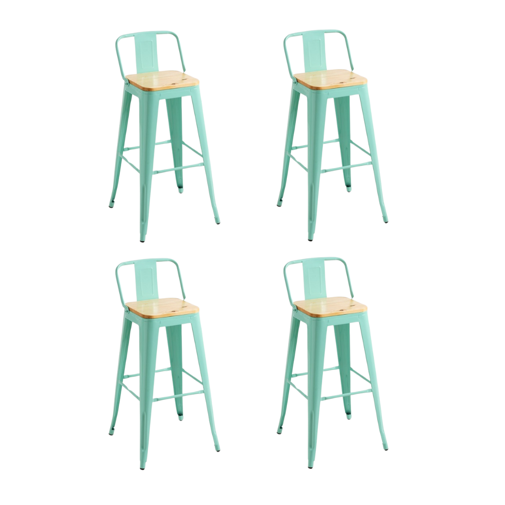 Pack 4 Taburete Tolix Colores - Asiento Madera Altura 66 Cm