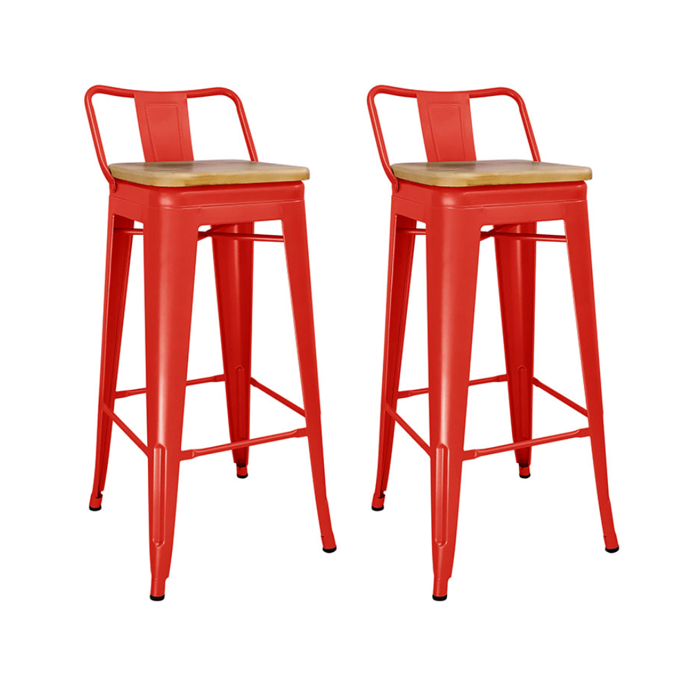 Pack 2 Taburete Tolix Colores - Asiento Madera Altura 77 Cm