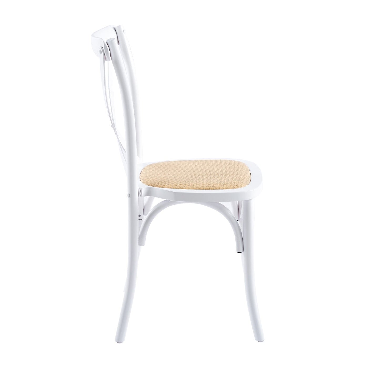 Pack 4 Sillas Crossback Madera Blanca - Asiento Rattan