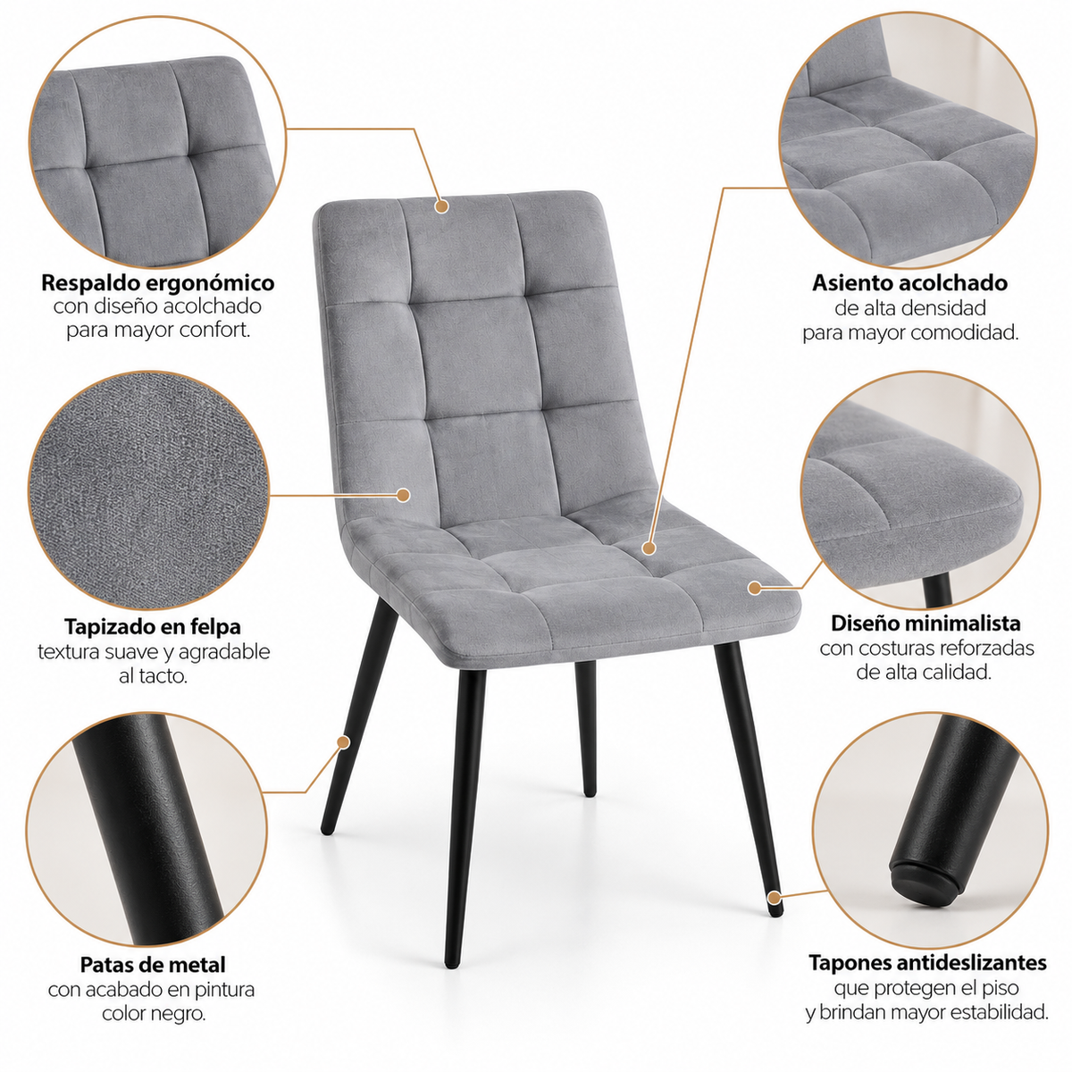 Silla Capitone Rama - Terciopelo Base Negra