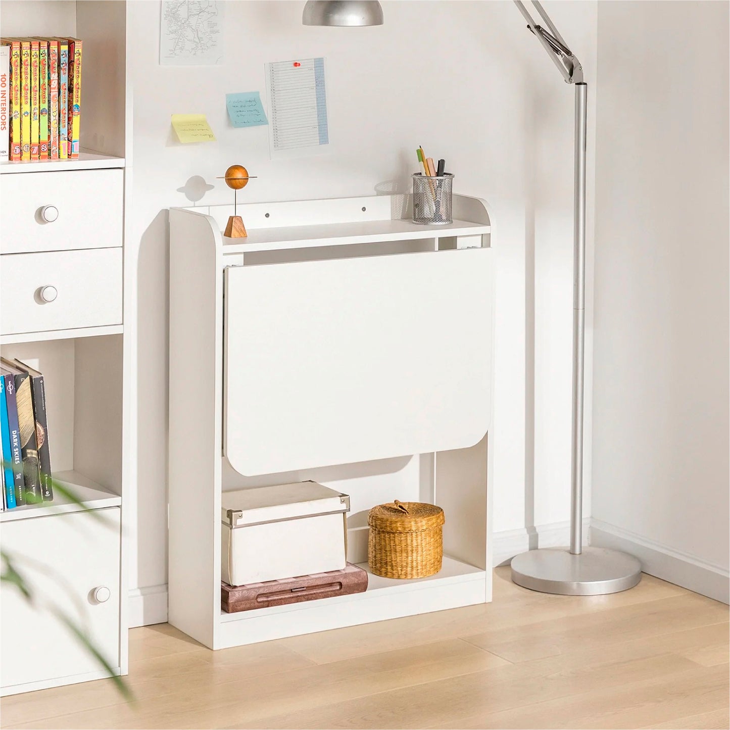 Escritorio Plegable Multifuncional con Repisas + Silla Tulip Oficina