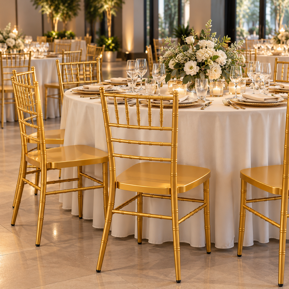 Silla Chiavari Metal Dorada - Apilable