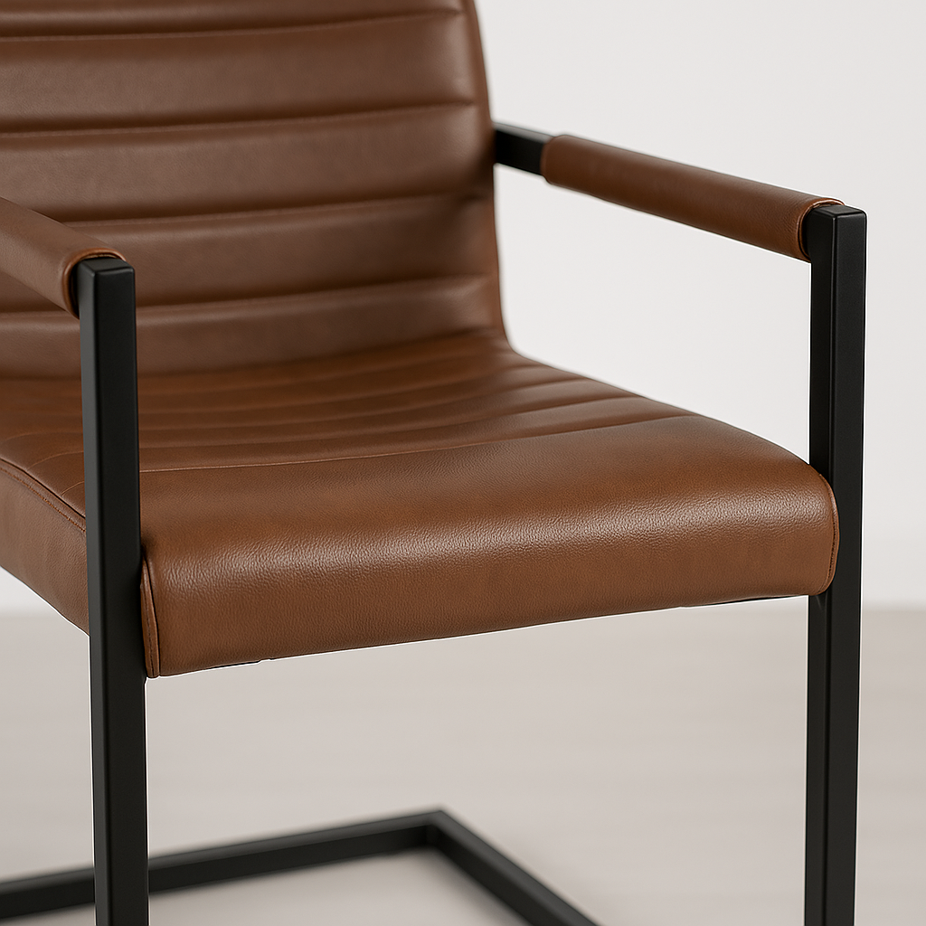 Silla Industrial Leder - Ecocuero Café Metal