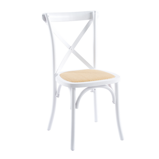 Silla Crossback Madera Blanca - Asiento Rattan