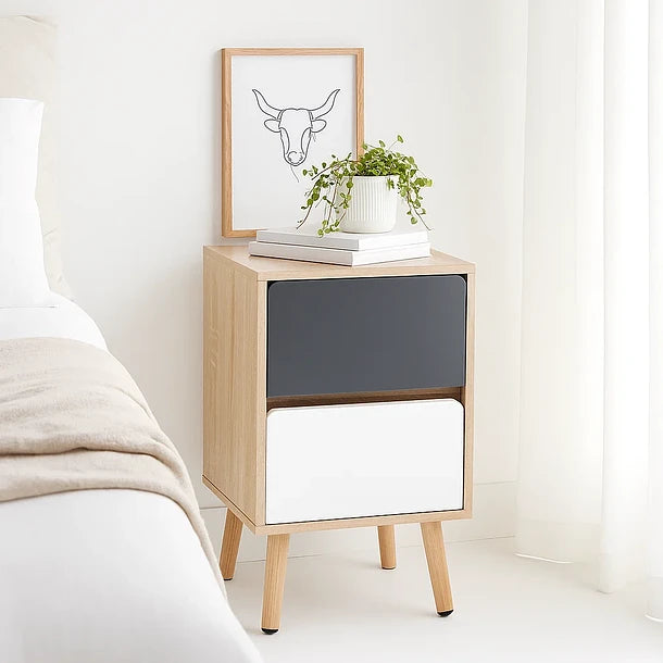 Velador Nordic - MDF Blanco Negro
