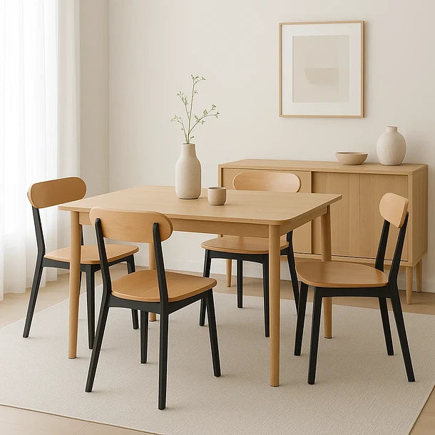 Pack 4 Sillas Fresno Madera Natural - Base Negra