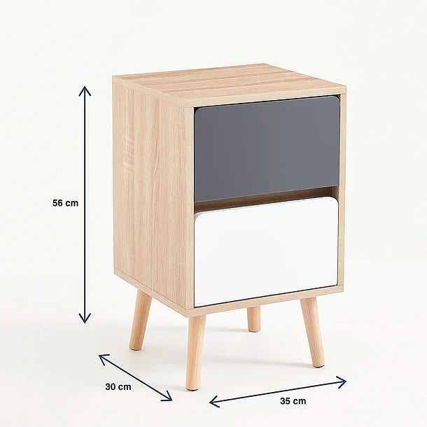 Velador Nordic - MDF Blanco Negro
