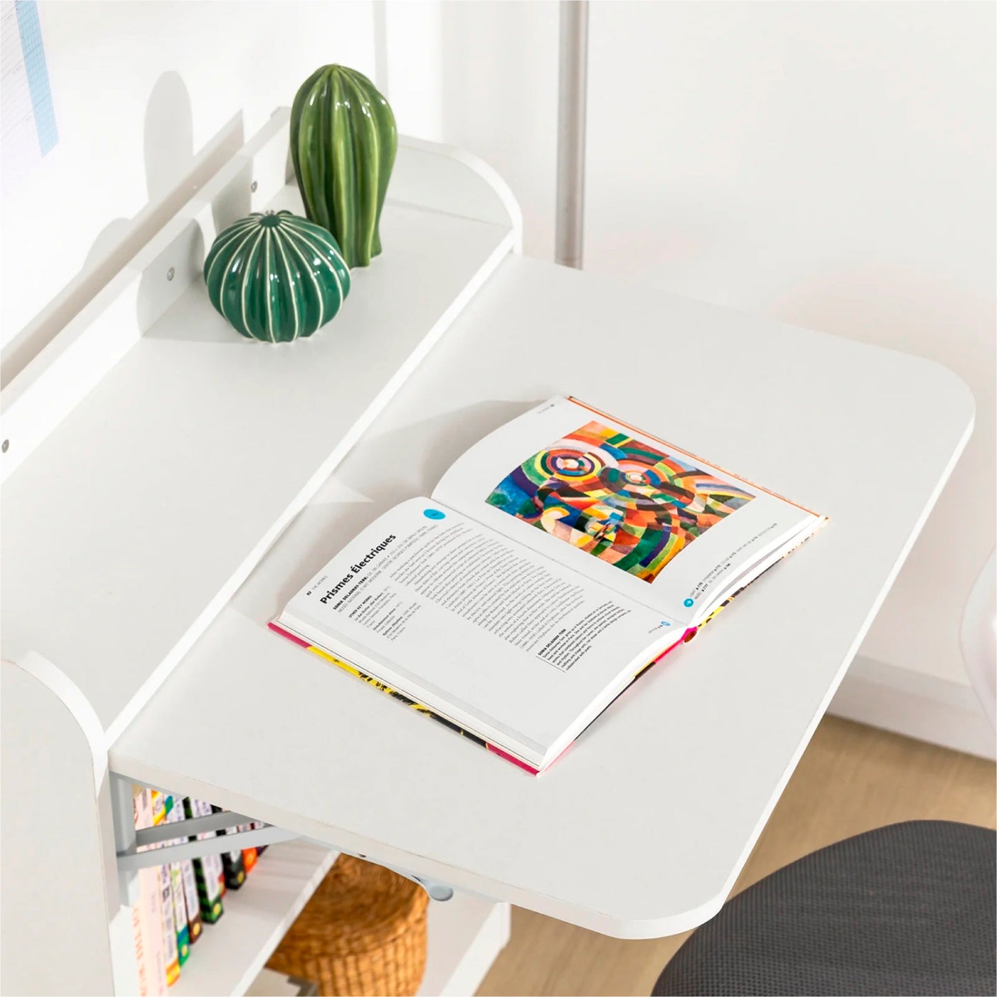 Escritorio Plegable Multifuncional con Repisas + Silla Tulip Oficina
