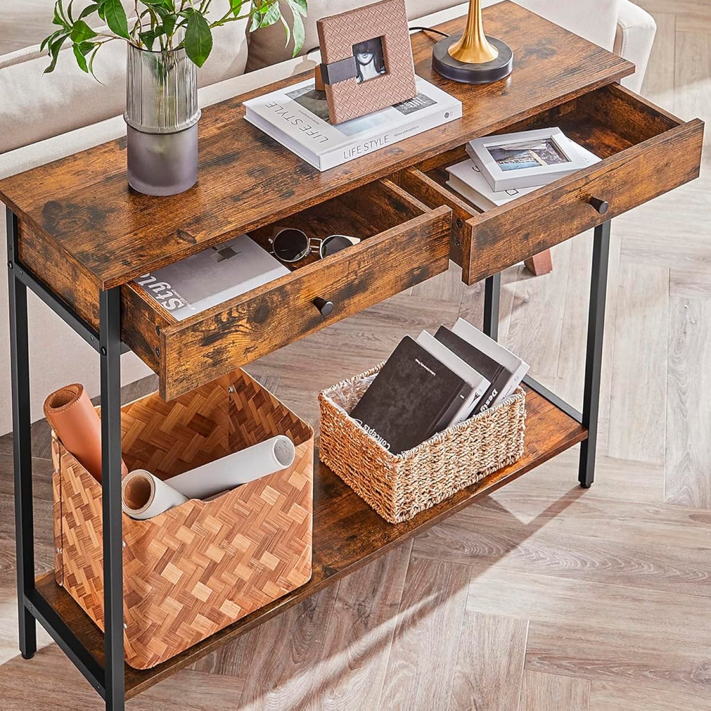 Arrimo Rustic Vintage - MDF Metal 2 Cajones