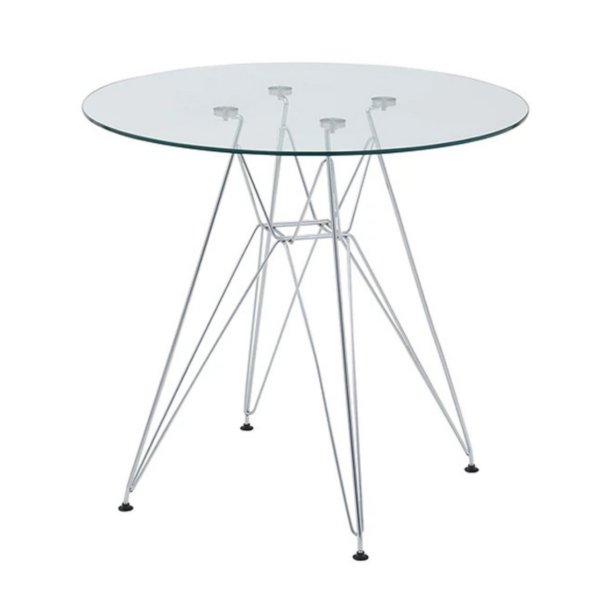 Mesa Eiffel 80 cm -  Vidrio Templado Base Cromada