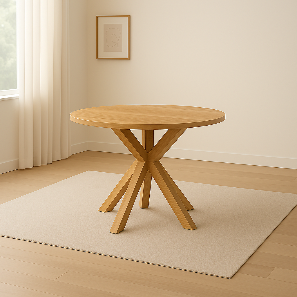 Mesa Cross Wood 100 Cm + 4 Sillas Tulip Acolchadas