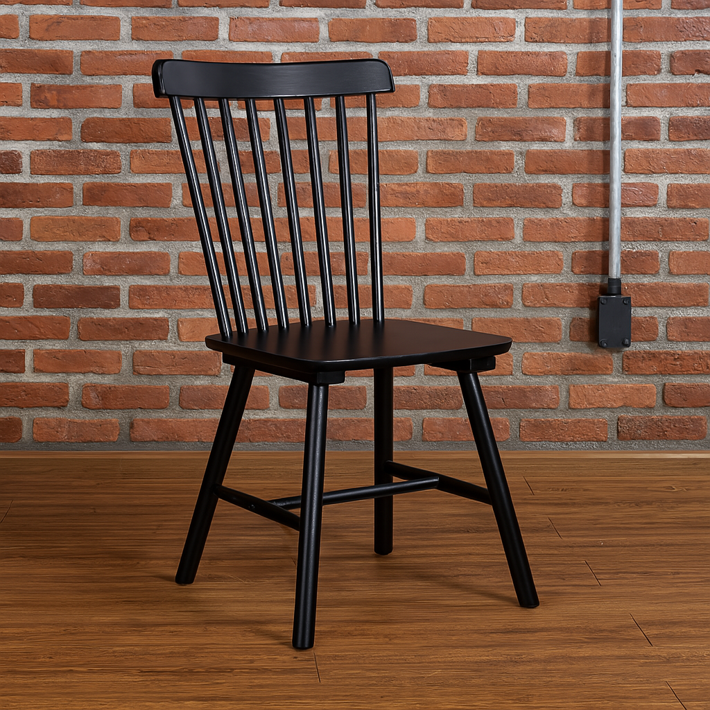 Comedor Industrial Madera Natural 160x90 + 6 Sillas Windsor Madera