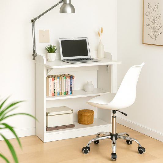 Escritorio Plegable Multifuncional con Repisas + Silla Tulip Oficina