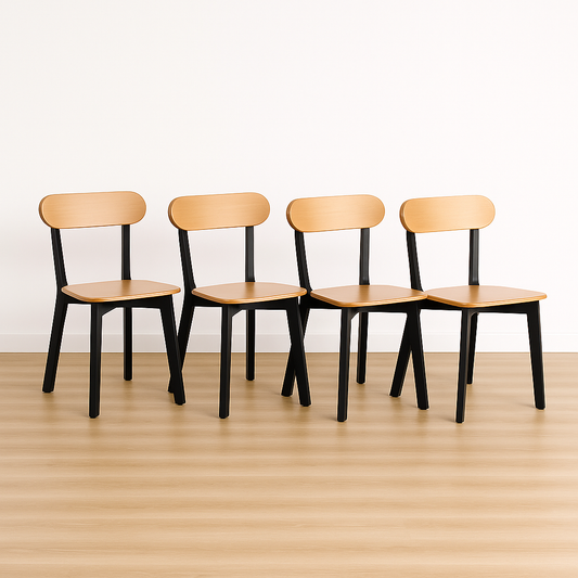 Pack 4 Sillas Fresno Madera Natural - Base Negra