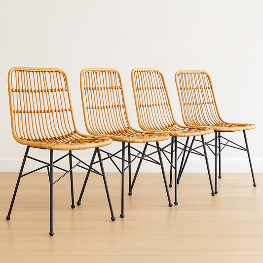 Pack 4 Sillas Terraza Grecia - Rattan Color Madera