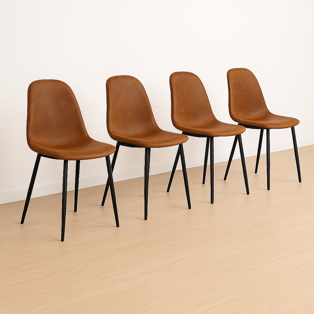 Pack 4 Sillas Spoon Café Vintage - Ecocuero Metal
