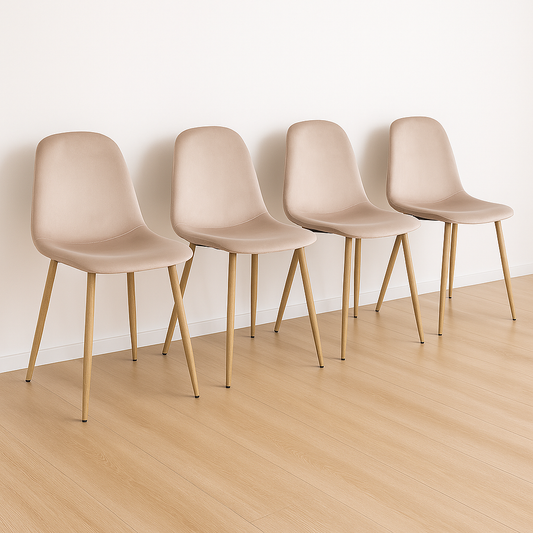 Pack 4 Sillas Spoon Beige - Terciopelo Metal