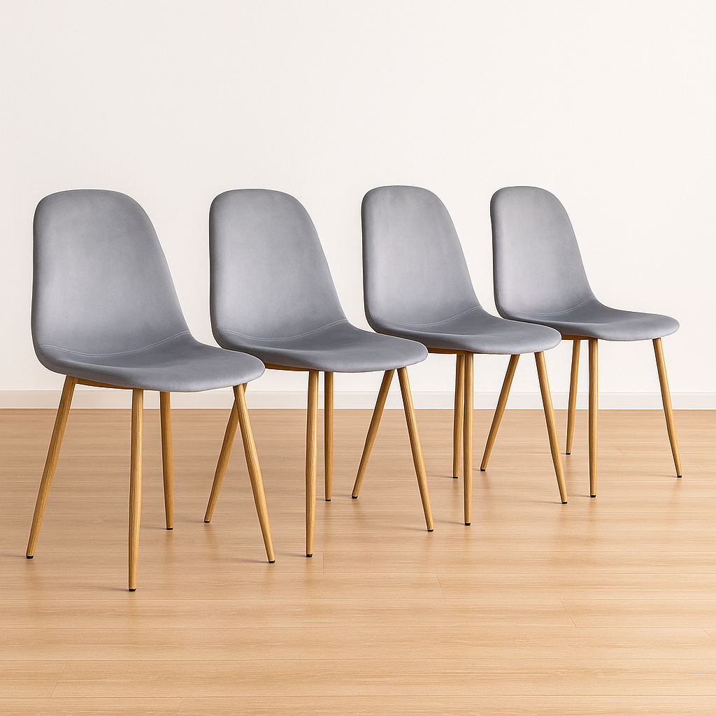 Pack 4 Sillas Spoon Gris - Terciopelo Metal