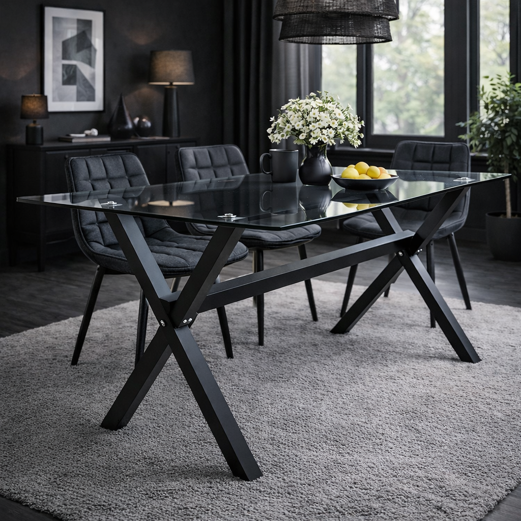 Mesa de Comedor Vidrio Xblack 140x90 - 4 a 6 Personas