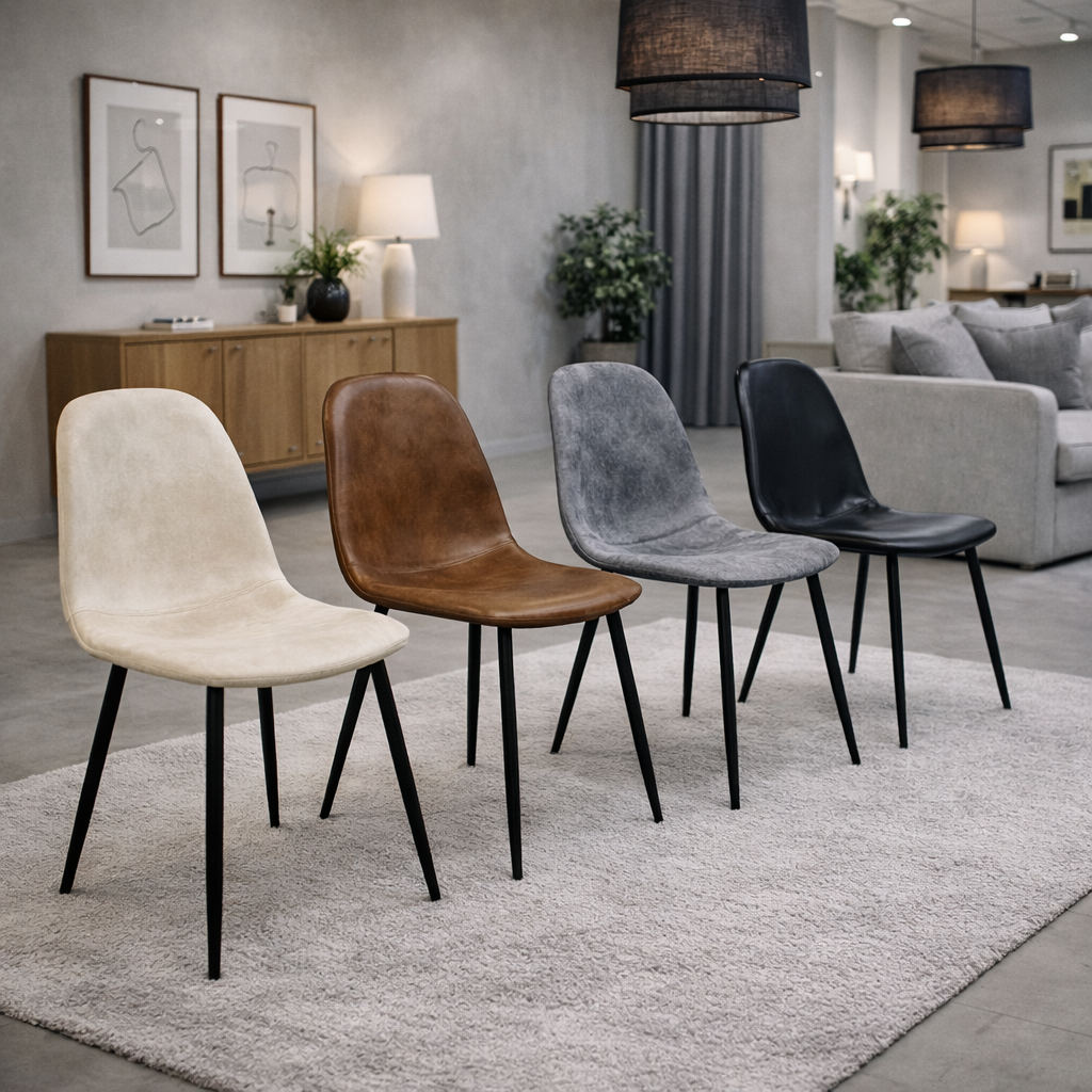 Comedor Mesa Vidrio Xblack 160x90 + 6 Sillas Spoon Vintage