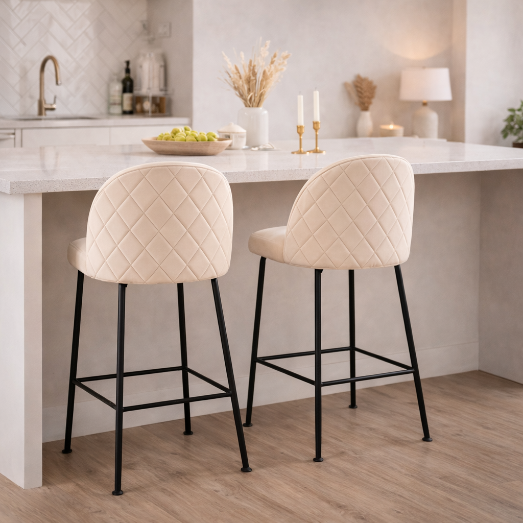 Pack 2 Taburetes Velvet Diamante - Terciopelo Base Negra 66 Cm