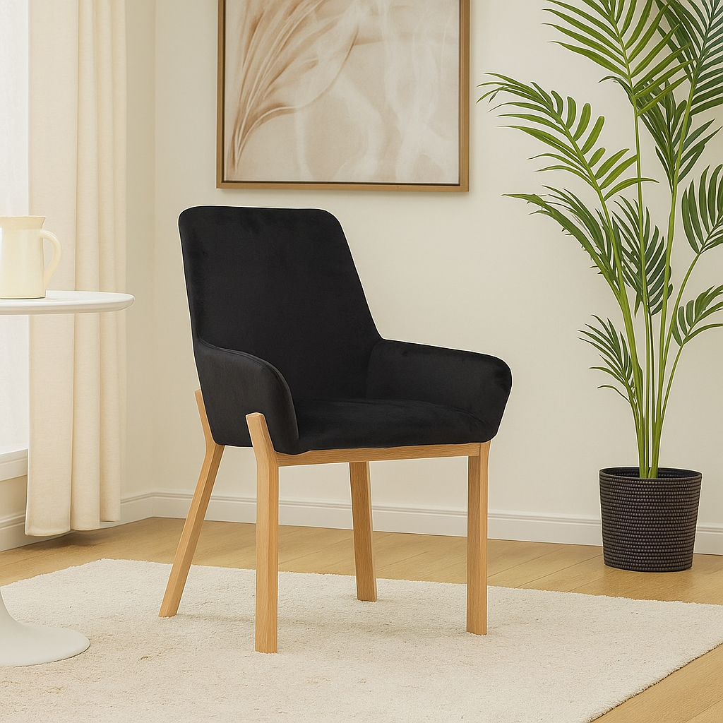 Sitial Silla Porto Velvet Negro - Terciopelo Metal