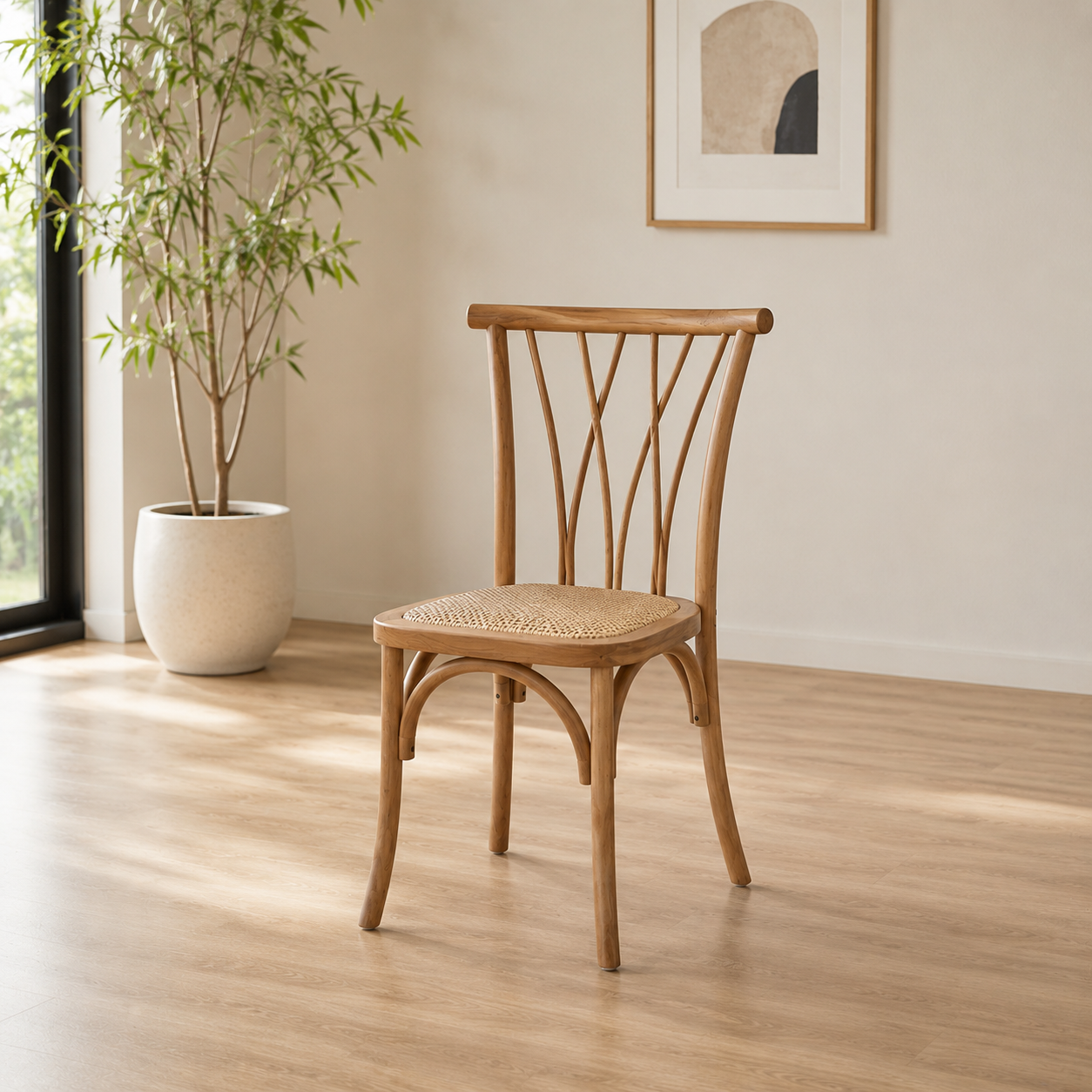 Comedor 4 Sillas Andes Madera Natural + Mesa Vema Wood 100 Cm