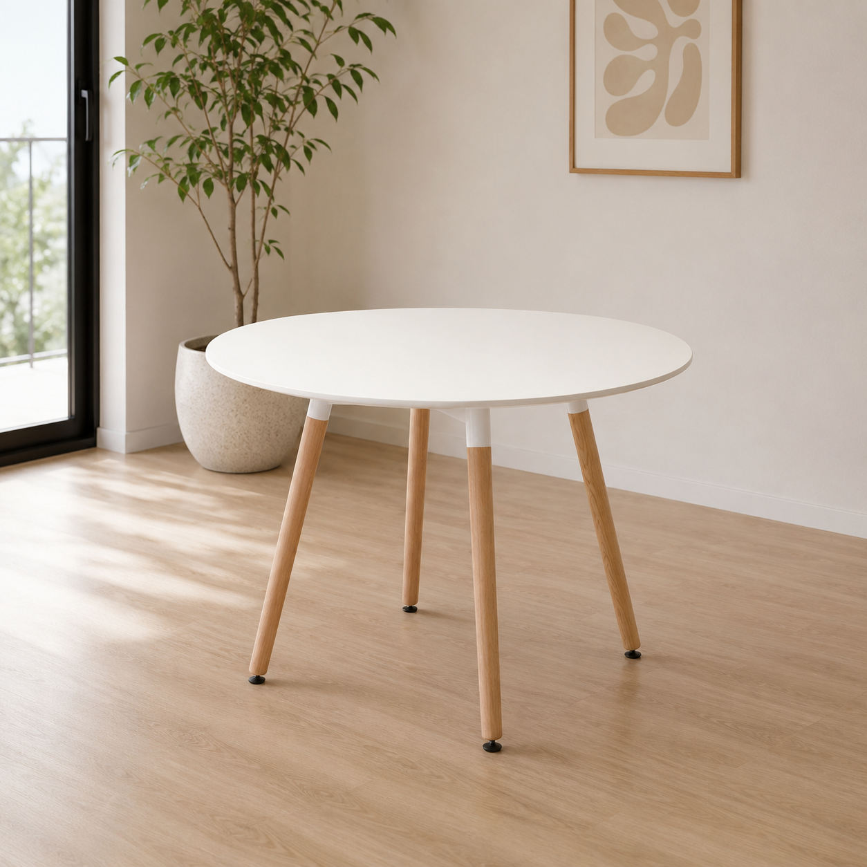 Comedor 4 Sillas Tulip + Mesa Eames Basic Blanca 100 Cm