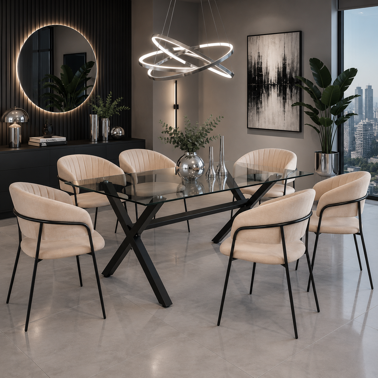 Mesa de Comedor Vidrio Xblack 140x90 - 4 a 6 Personas