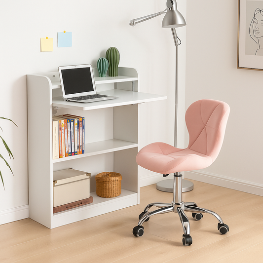 Escritorio Plegable Multifuncional con Repisas + Silla Mariposa Oficina