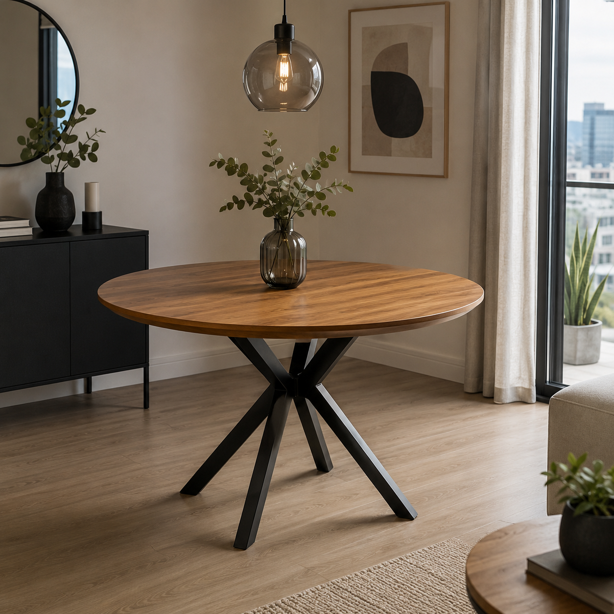 Comedor 4 Sillas Capitone Vintage + Mesa XWood Rustic Madera 100 Cm