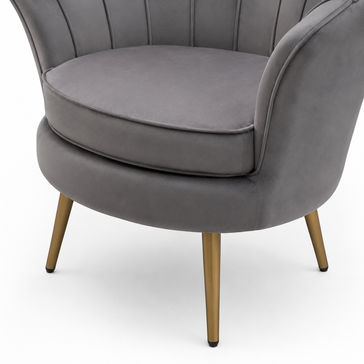 Poltrona Pétalo Velvet Gris - Terciopelo Base Metal Dorado