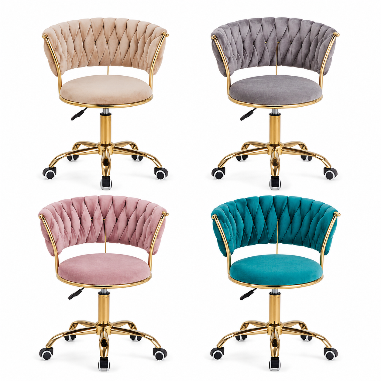 Silla Oficina Queen Velvet Gold - Con Ruedas