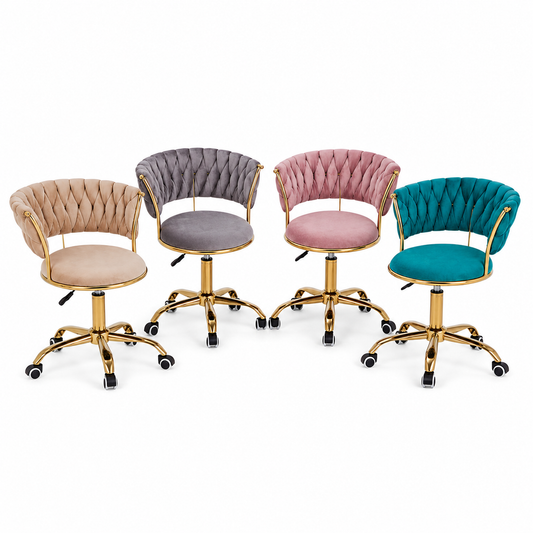 Silla Oficina Queen Velvet Gold - Con Ruedas