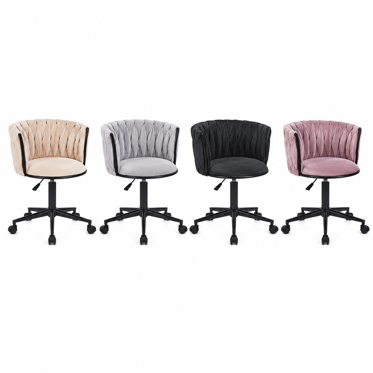 Silla Oficina Queen Velvet Black - Con Ruedas