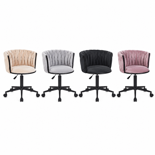 Silla Oficina Queen Velvet Black - Con Ruedas