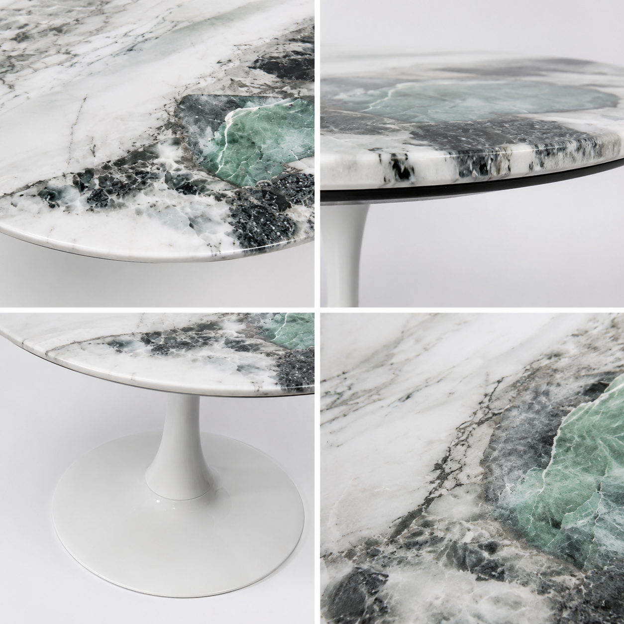Mesa Tulip Stone Blanca - Piedra Sintetizada 100 Cm