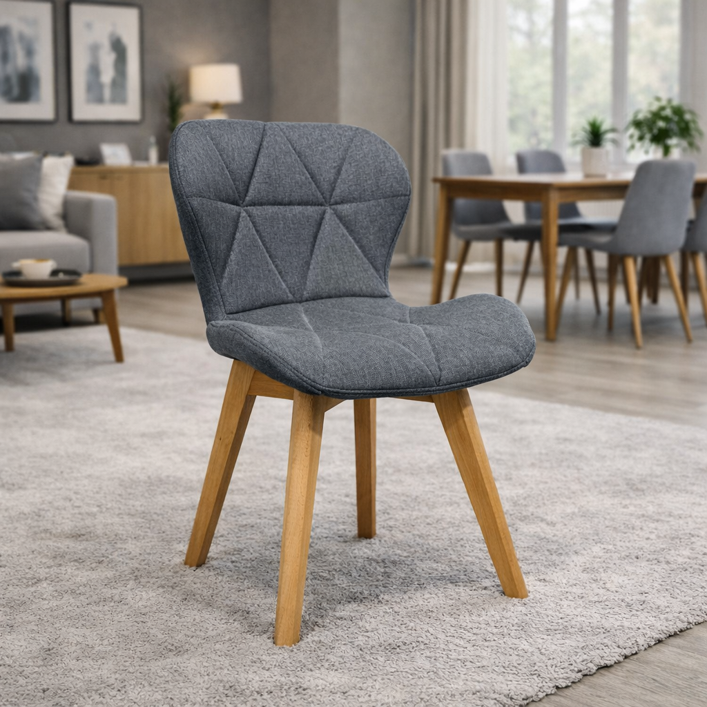 Comedor 4 Sillas Mariposa Lino + Mesa Eames Basic Wood 100 Cm