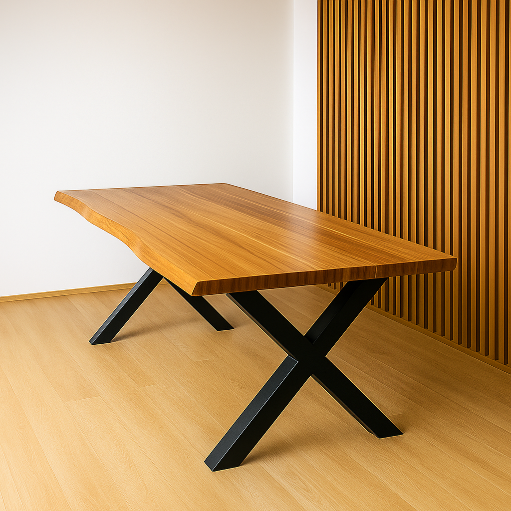 Comedor Mesa XWood Rustic Madera 180x90 + 6 Sillas Burgos Acolchadas