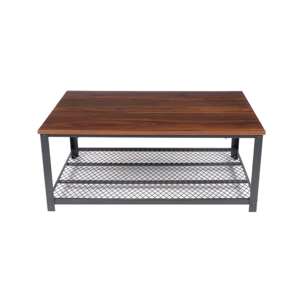 Mesa de Centro Industrial Enrejada - Rectangular MDF Metal
