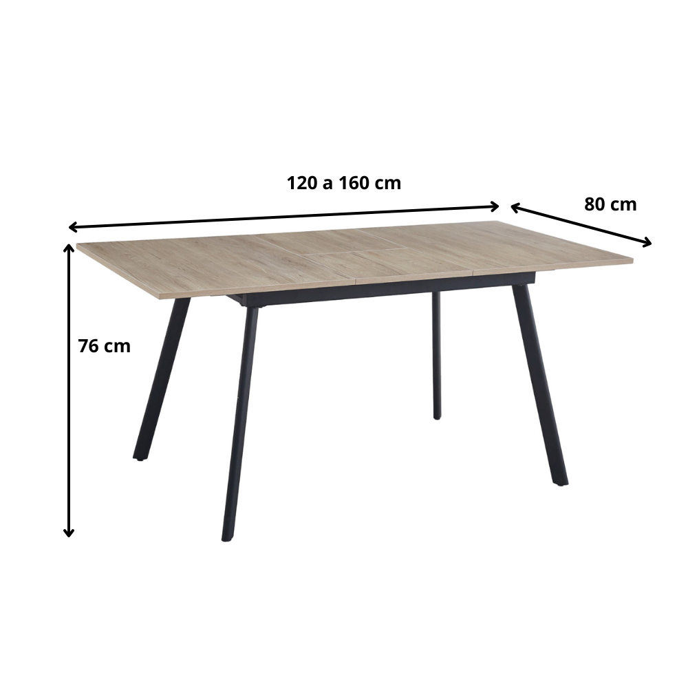Mesa de Comedor Extensible Light Wood 120 a 160 cm