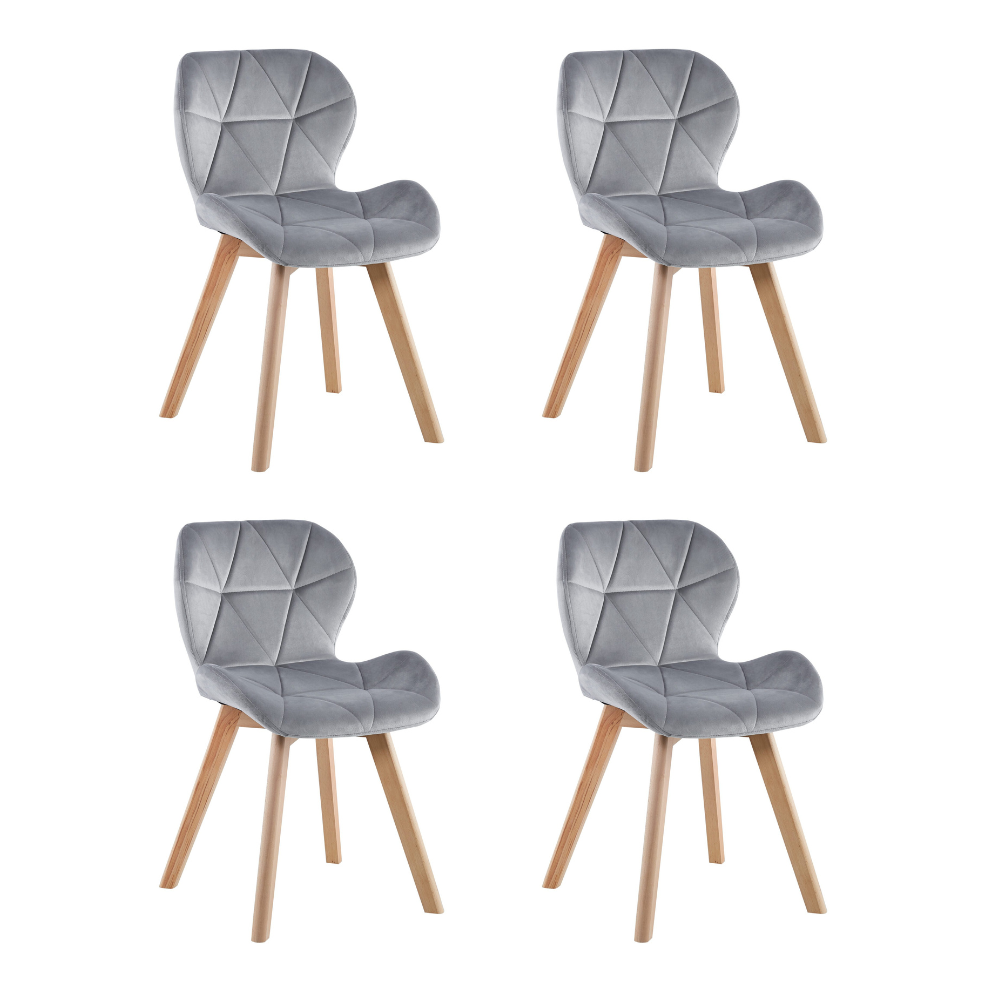 Pack 4 Sillas Radar Mariposa Terciopelo - Base Madera