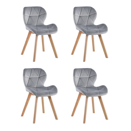Pack 4 Sillas Radar Mariposa Terciopelo - Base Madera