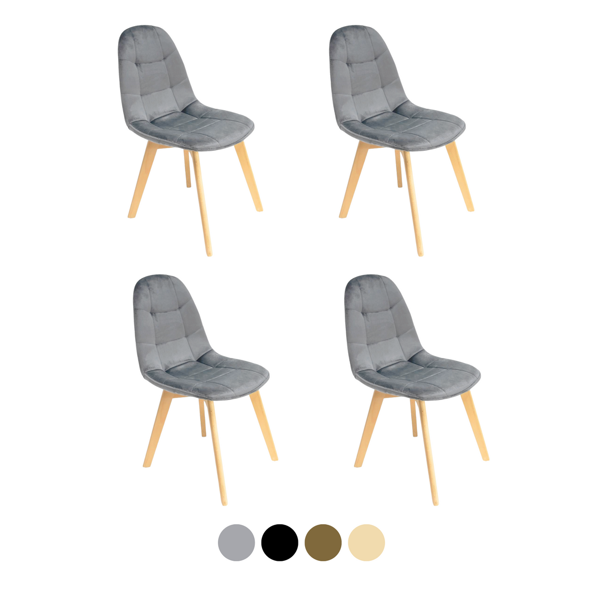 Pack 4 Sillas Capitone Wood - Terciopelo Madera