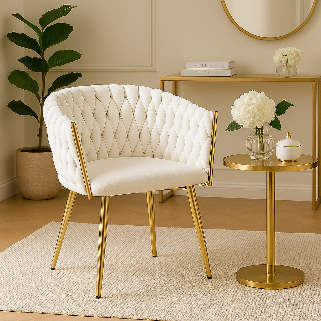 Sitial Poltrona Queen Velvet - Terciopelo Base Metal Dorada