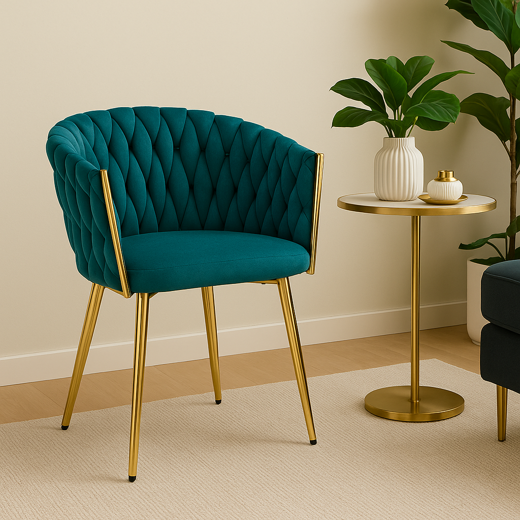 Sitial Poltrona Queen Velvet - Terciopelo Base Metal Dorada