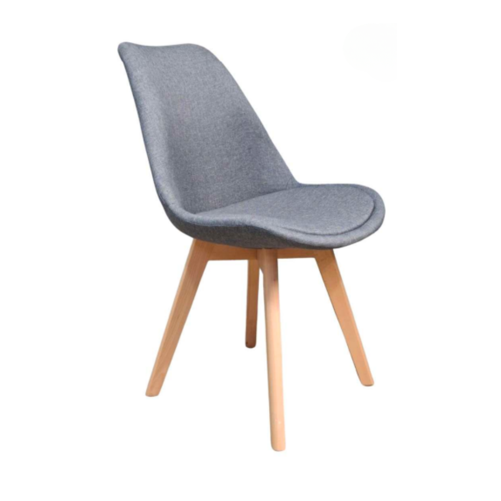 Silla Tulip Lino - Acolchada Base Madera