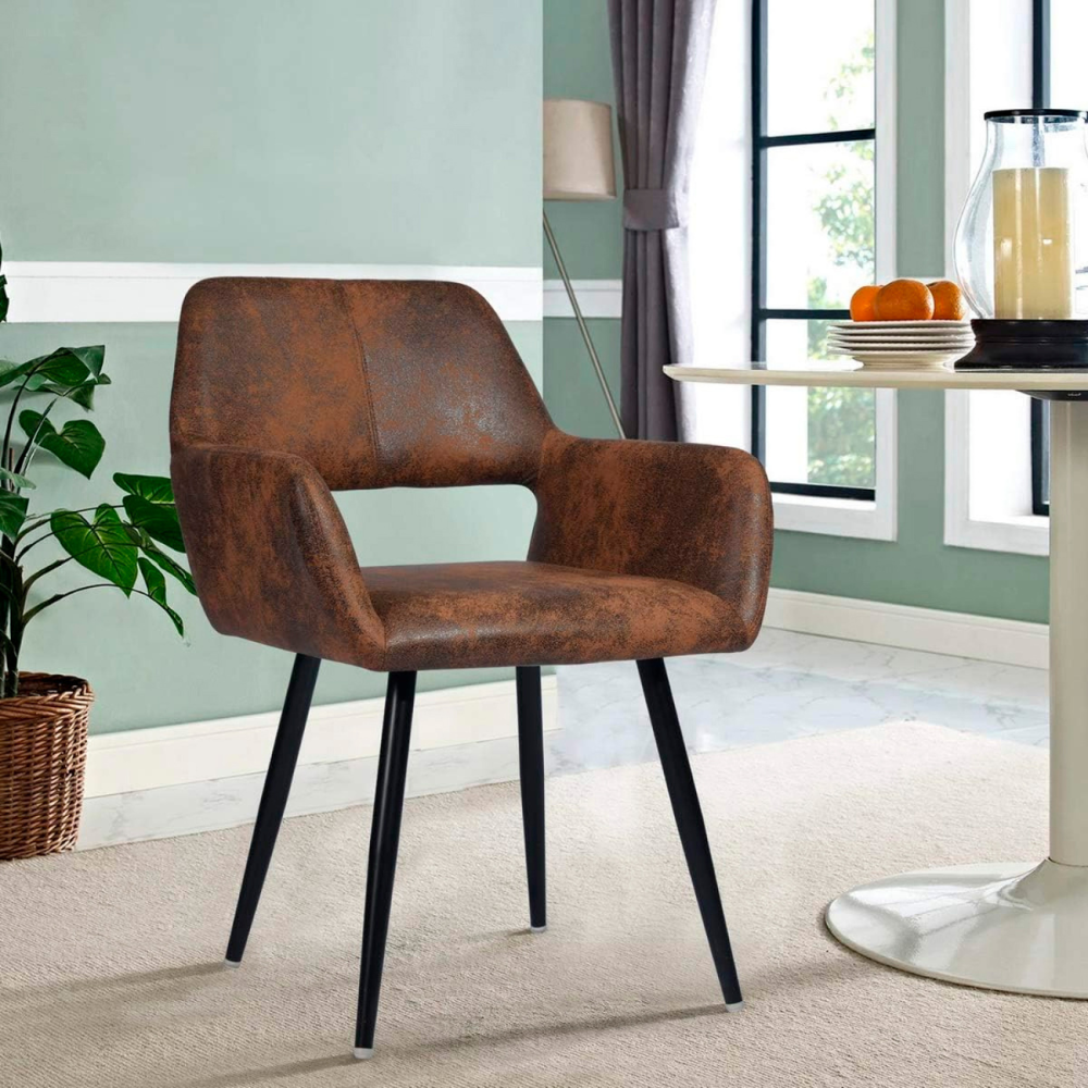 Comedor Mesa Vidrio Lyon 80 Cm + 2 Sitial Burgos Vintage Café